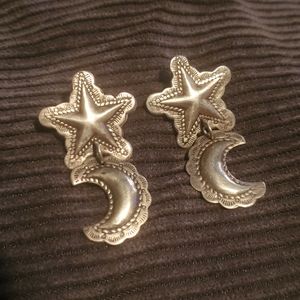 Vintage sterling silver star & cresent moon earrings
